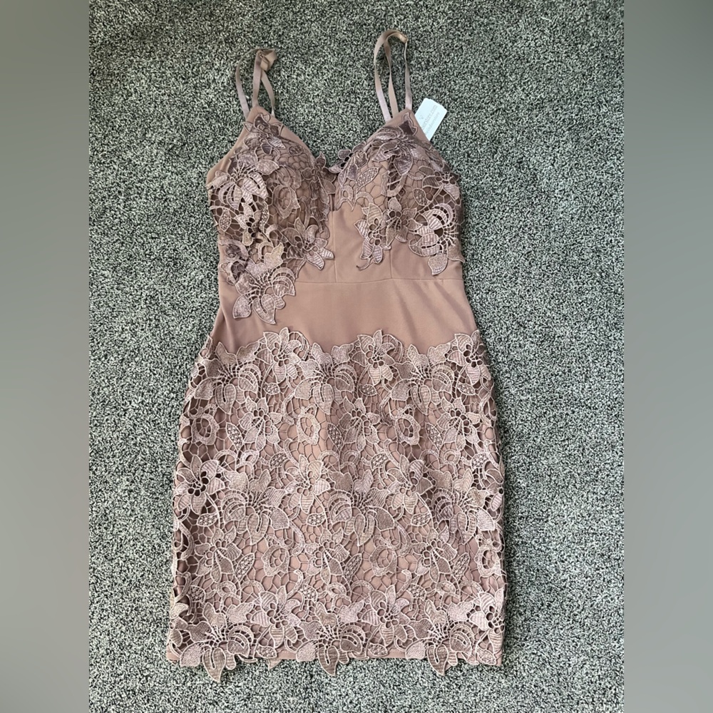 Windsor Lace Mini Dress in Mauve